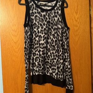 MICHAEL Michael Kors Black and White Leopard Print Sweater